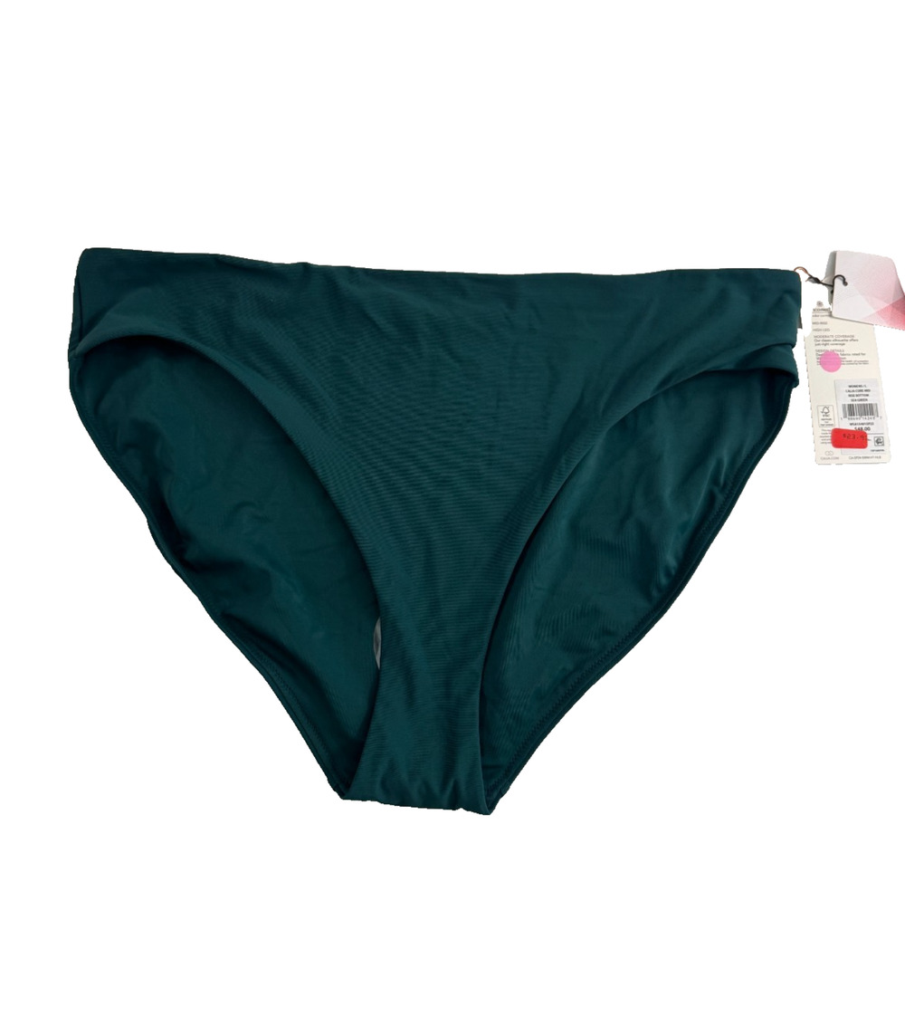 CALIA Women's Core Mid Rise Bikini Bottom Swim Bottom Size L Sea Green NWT